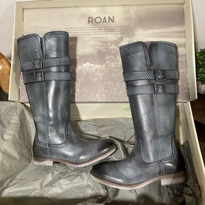 Brand New ROAN boots, size 8. “Weathered” look in dark gray. Never been worn!